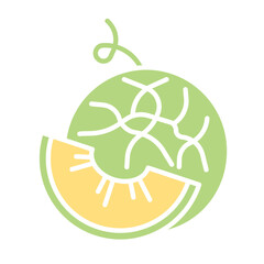 Melon icon in flat color style