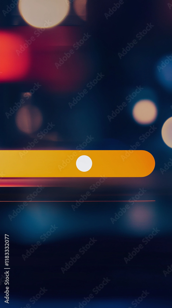 Poster loading bar graphic overlaying a blurred background with the concept of technological advancements.