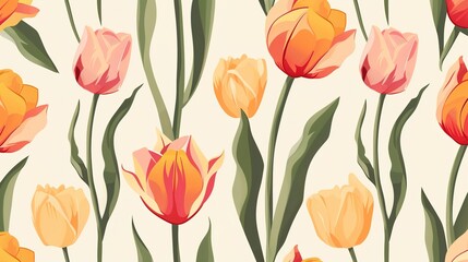 Obraz premium tulip seamless pattern wallpaper