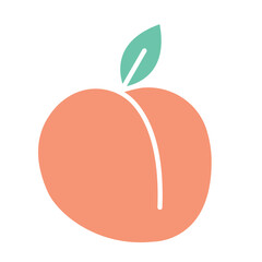 Peach icon in flat color style
