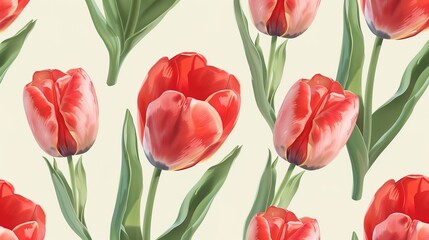 Fototapeta premium tulip seamless pattern wallpaper