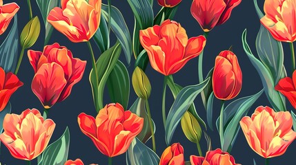 Obraz premium tulip seamless pattern wallpaper