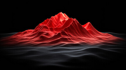 Obraz premium Red abstract mountain landscape on black background