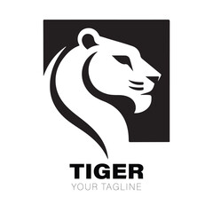 Simple Tiger Logo Vector Design on White Background