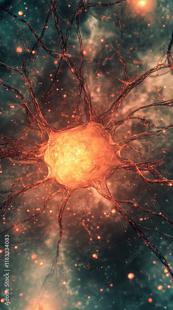 Poster neural network visualization as a background for a team meeting about stock market strategies.
