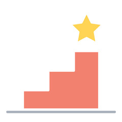 Steps to success icon in flat color style