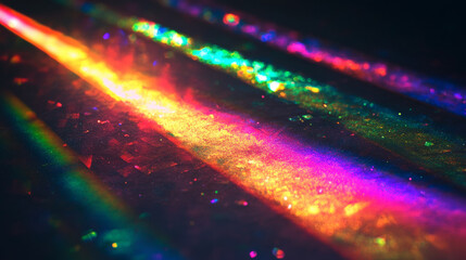 Colorful prismatic light leaks with rainbow bokeh effect