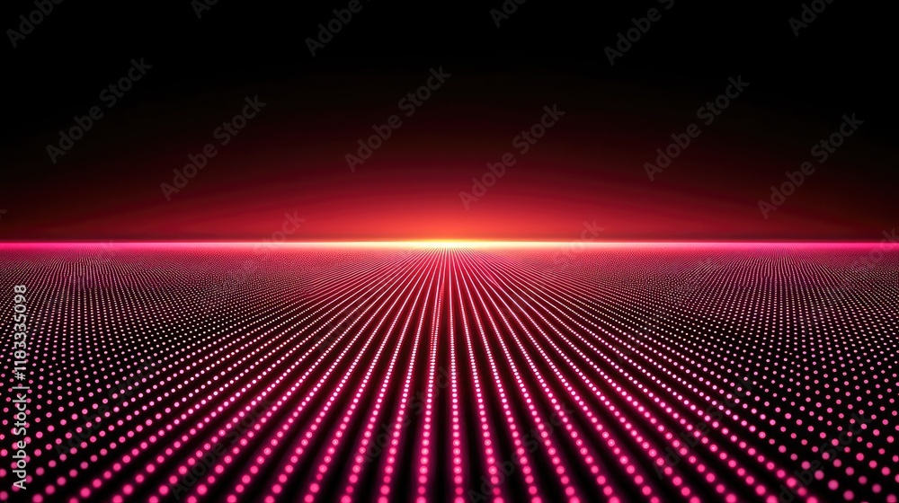 Poster dots abstract background idea. a vibrant digital landscape with pink glowing dots creating a futuris