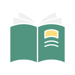 Book icon in flat color style