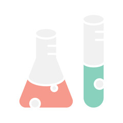 Test tube icon in flat color style