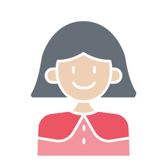 Woman icon in flat color style