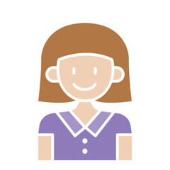 Woman icon in flat color style