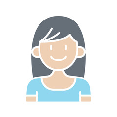 Woman icon in flat color style