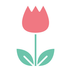 Tulip icon in flat color style