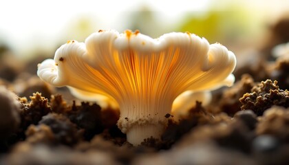 Obraz premium A Delicate Mushroom Emerging from the Earth