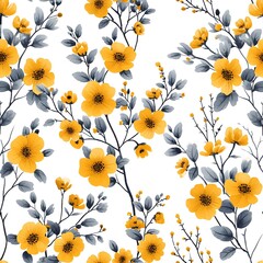 Vibrant Floral Pattern - Yellow Painted Flowers on white background Vintage hand painted, Seamless Abstract Design for Textile, Wallpaper, and Decor HD wallpaper Floral Flowers Banner