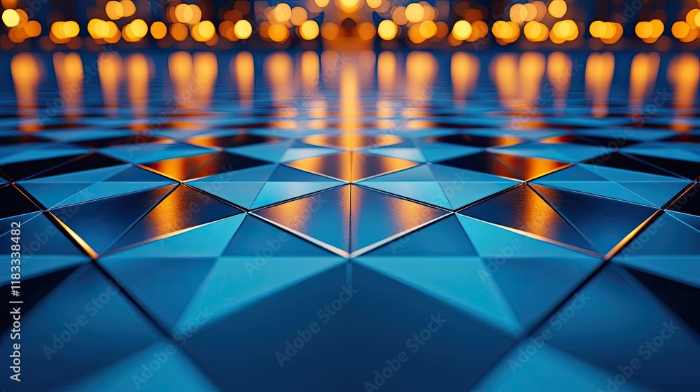 Poster floor abstract background idea. a vibrant geometric pattern with reflections and a warm ambiance in 