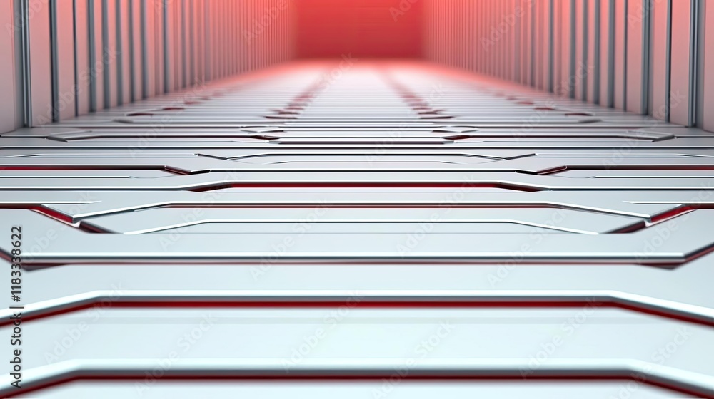 Poster floor abstract background idea. futuristic corridor with sleek lines and vibrant red glow for modern