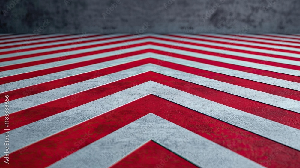 Poster floor abstract background idea. a striking diagonal pattern of red and white stripes on a textured b