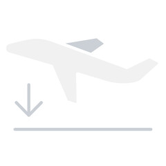 Airplane landing icon in flat color style