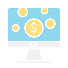 Online banking icon in flat color style