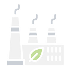 Eco Factory icon in flat color style