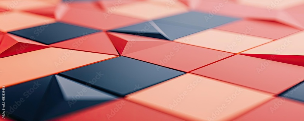 Poster floor abstract background idea. a close-up view of abstract geometric shapes in red and black tones,