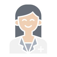 Female Doctor, pharmacist icon in flat color style