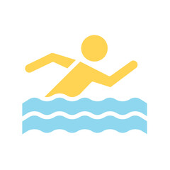 Swimming icon in flat color style