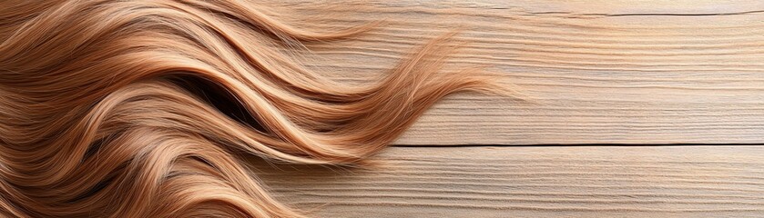 Naklejka premium Afrotextured extensions, auburn, placed neatly on a rustic wooden platform