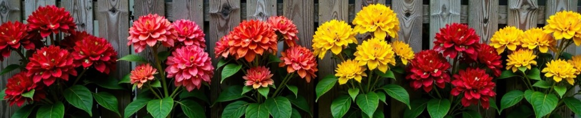 sprays of red and yellow Weigela coraeensis flowers on a wooden fence, red, yellow, garden decor