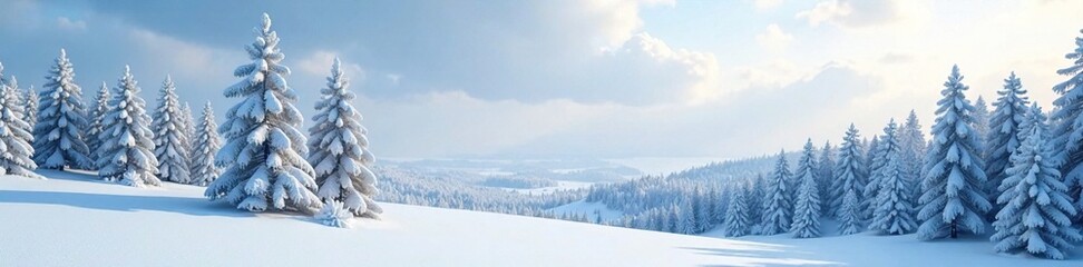 Tall trees stood isolated in the vast snowy landscape, forest, vastness, snow
