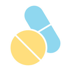 Pills, drug icon in flat color style