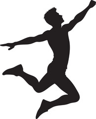 Black Silhouette of a Person Jumping Vector
