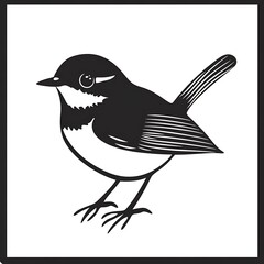 Fototapeta premium Detailed Line Art Illustration of a Cute Bird