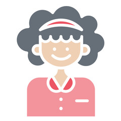 Woman icon in flat color style