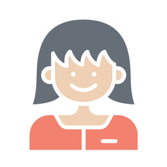 Woman icon in flat color style