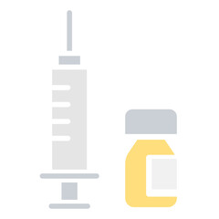 Obraz premium Syringe and medicine icon in flat color style