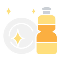 washing dish icon in flat color style