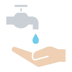 Washing hand icon in flat color style