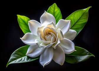 Fototapeta premium Panoramic Time-Lapse: Gardenia Jasminoides Flower Blooming in Dark