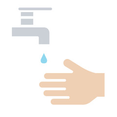 Washing hand icon in flat color style