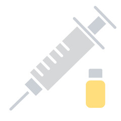 Syringe and medicine icon in flat color style