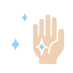 Hand clean icon in flat color style