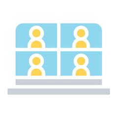 Video conference icon in flat color style
