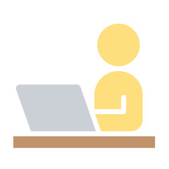 work from home icon in flat color style