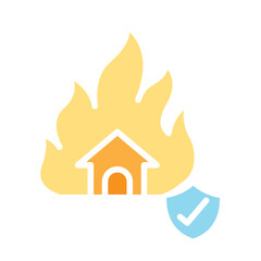 Fire insurance icon in flat color style
