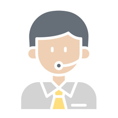 Call center icon in flat color style