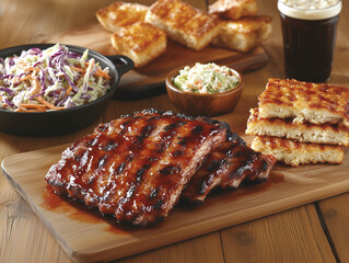 BBQ pork ribs glazed with barbecue sauce