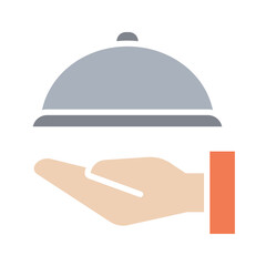 Serving food icon in flat color style